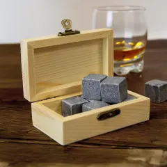 Custom Engraved Whiskey Stones, Personalized Soapstone Gift for Him, Reusable Barware Cubes thumbnail 4