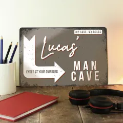 Metal Man Cave Sign, Custom Engraved Workshop Plaque, Personalised Dads Home Decor thumbnail 5
