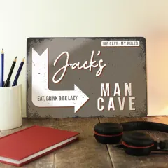 Metal Man Cave Sign, Custom Engraved Workshop Plaque, Personalised Dads Home Decor thumbnail 6