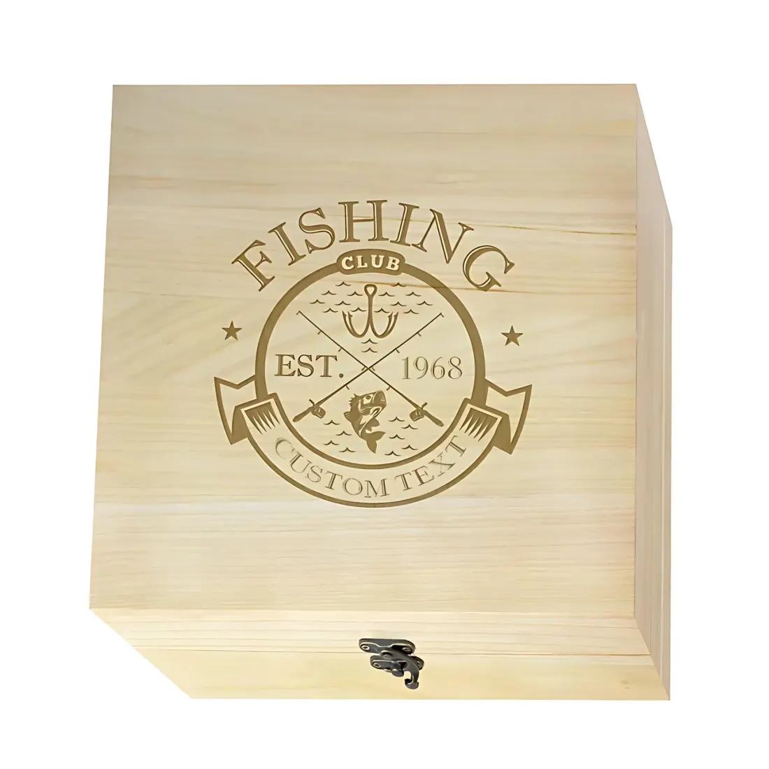 Custom Fishing Club Wooden Keepsake Box, Personalized Engraved Memory Box — photo 2