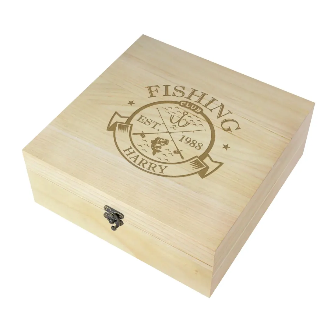 Custom Fishing Club Wooden Keepsake Box, Personalized Engraved Memory Box — photo 4
