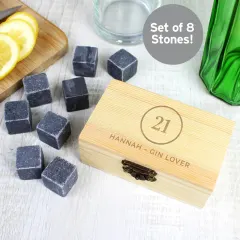 Personalised Birthday Whisky Cooling Stones, Engraved Wooden Gift Box, Gin Lover Gift thumbnail 3