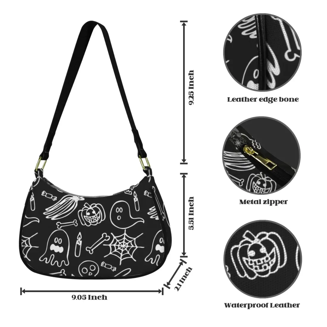 Women's Shoulder Bag-Black (Model 1748) — photo 3