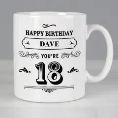 Personalised Birthday Vintage Typography Mug, Custom Engraved Dad 40th Gift thumbnail 1