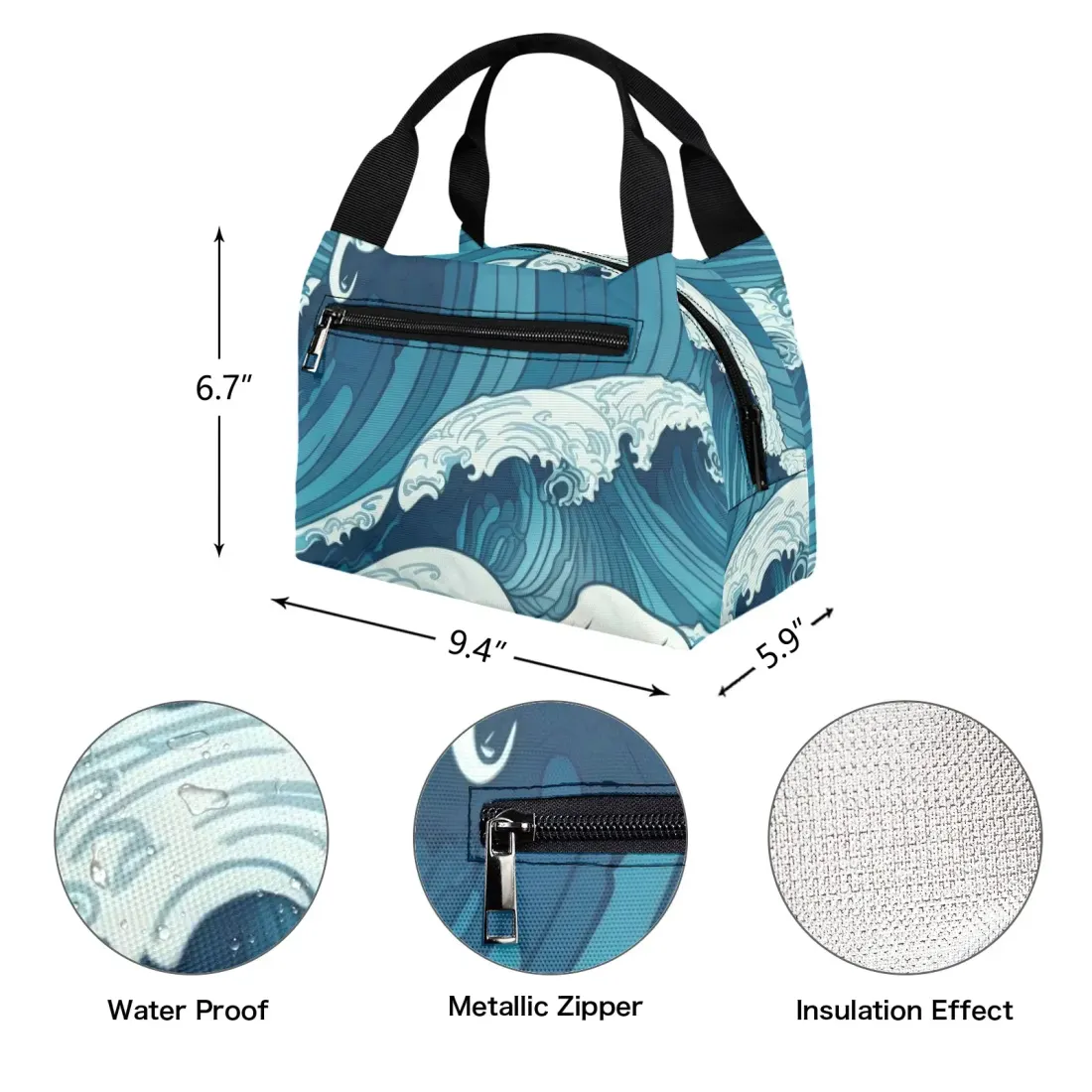 Portable Insulated Lunch Bag-Black Handle (Model 1742) — photo 4