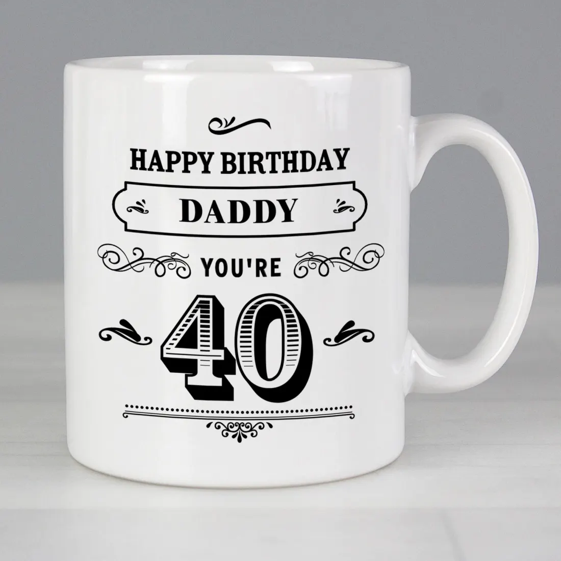 Personalised Birthday Vintage Typography Mug, Custom Engraved Dad 40th Gift — photo 6
