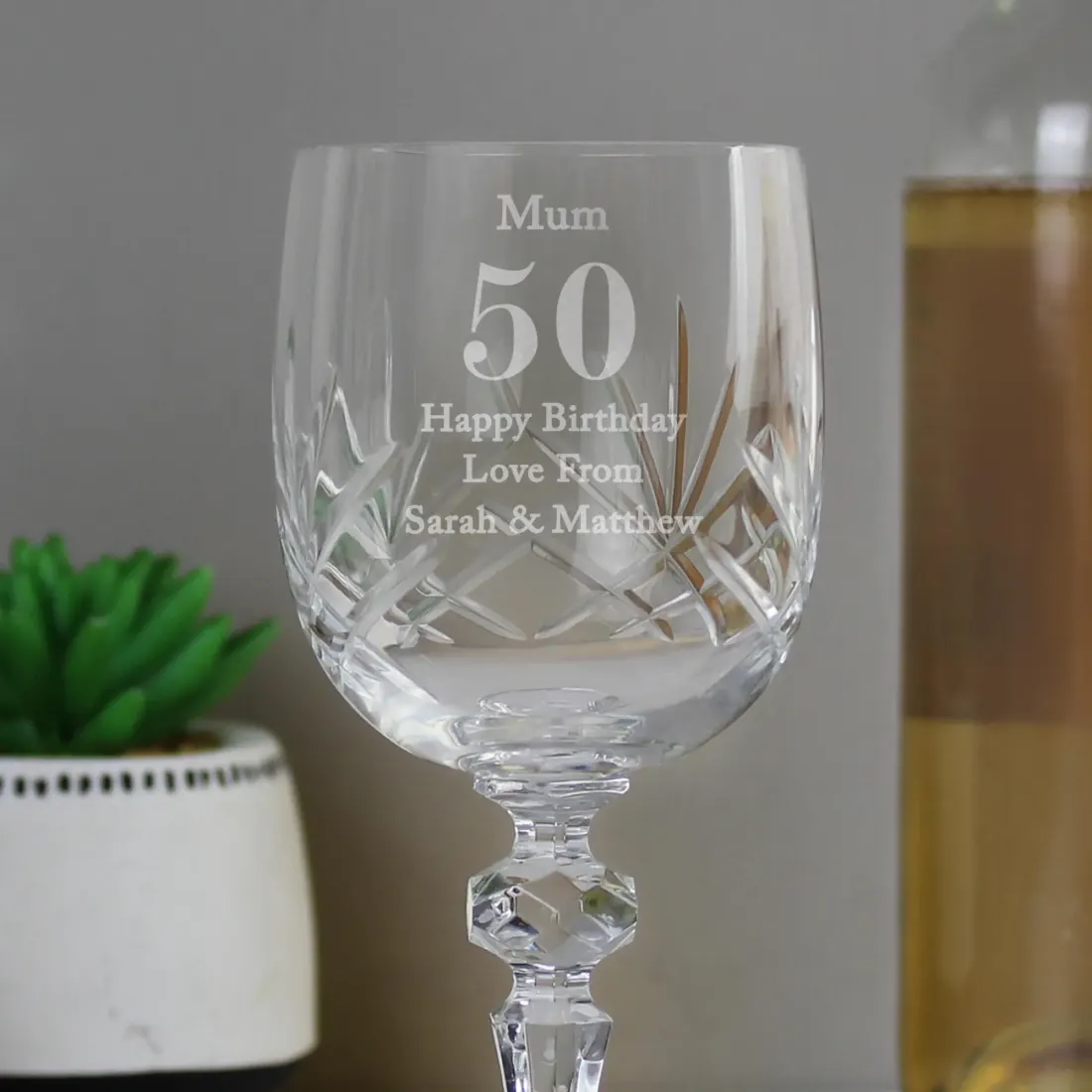Personalised Crystal Wine Glass, Engraved Big Age Birthday Goblet — photo 3