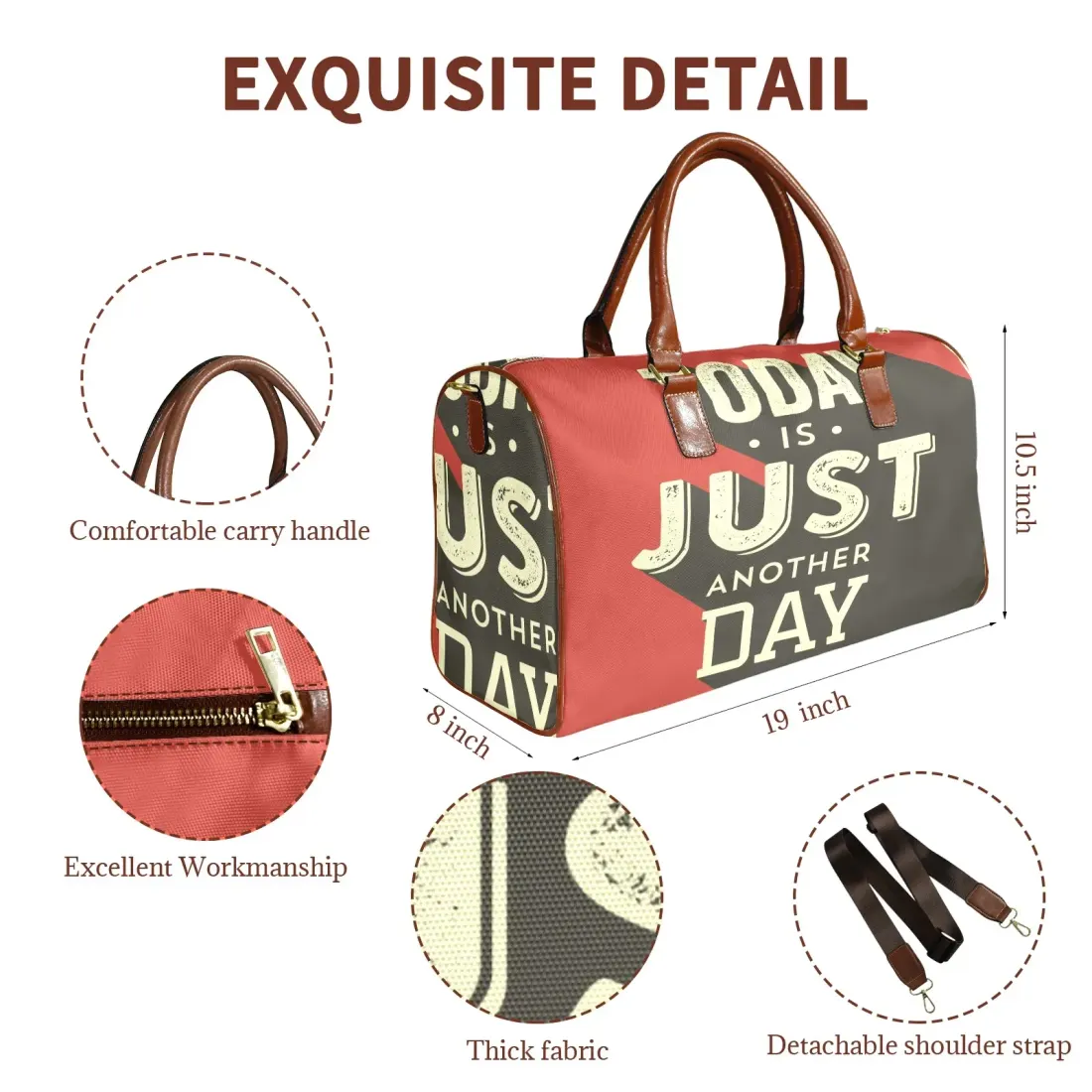 Custom Travel Bag-Small (Brown Short Patch) (Model 1737) — photo 4