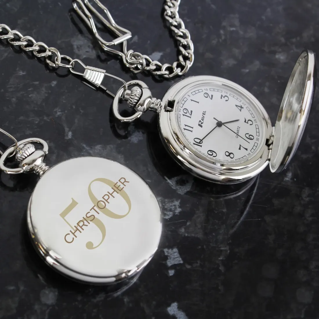 Personalised Birthday Big Age Pocket Fob Watch, Custom Engraved Pocket Watch