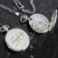 Personalised Birthday Big Age Pocket Fob Watch, Custom Engraved Pocket Watch thumbnail 1