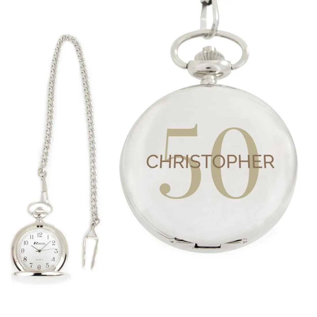 Personalised Birthday Big Age Pocket Fob Watch, Custom Engraved Pocket Watch — photo 4