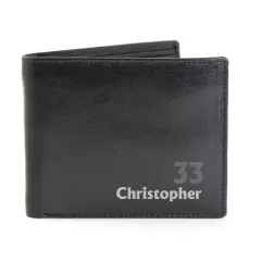Personalized Birthday Leather Wallet, Custom Name and Age Gift thumbnail 3