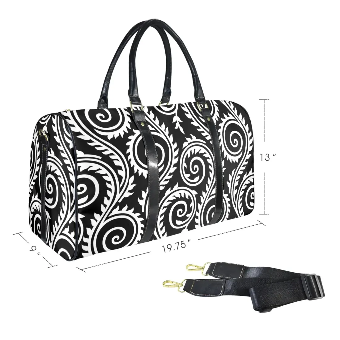 Custom Travel Bag-Large (Black Long Patch) (Model 1736) — photo 3
