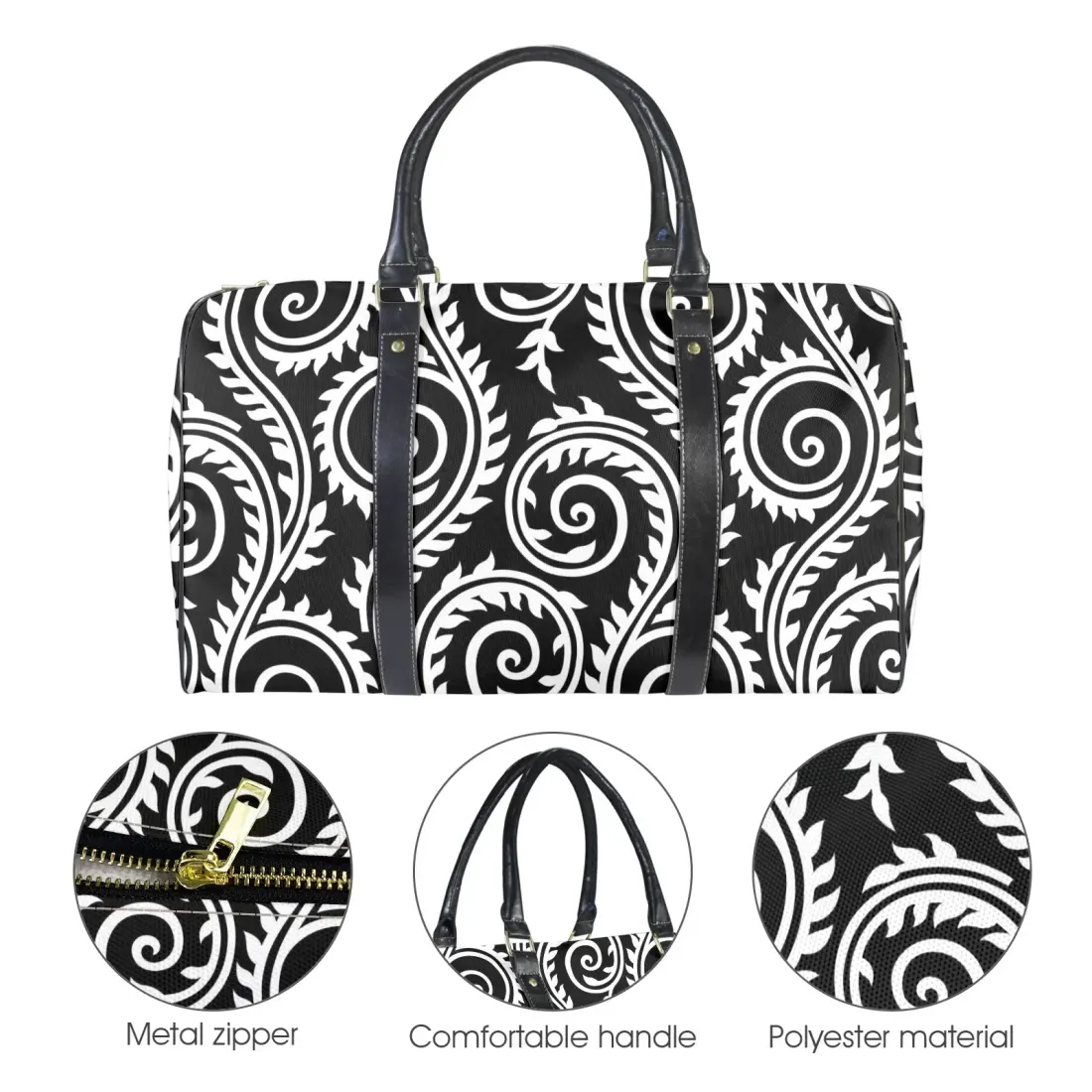 Custom Travel Bag-Large (Black Long Patch) (Model 1736) — photo 4