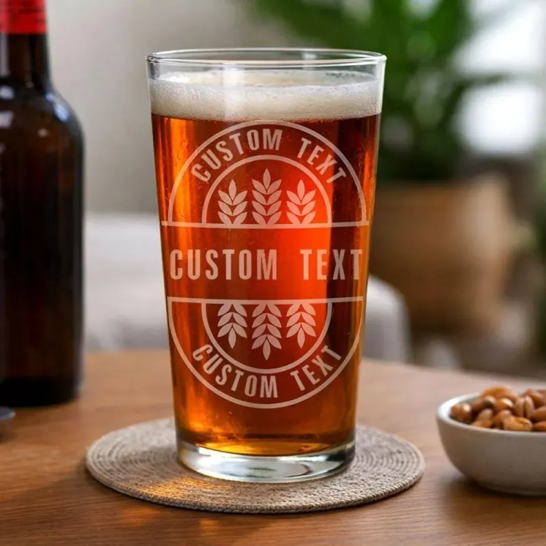 Custom Engraved Pint Glass, Personalized Beer Mug, Brewery Style Gift, Fathers Day Gift