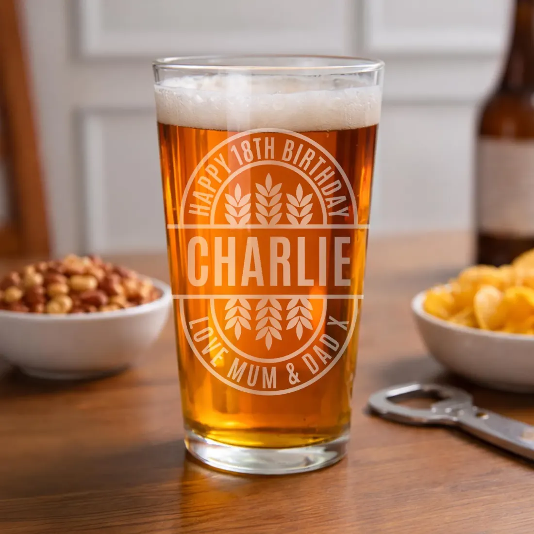 Custom Engraved Pint Glass, Personalized Beer Mug, Brewery Style Gift, Fathers Day Gift — photo 5