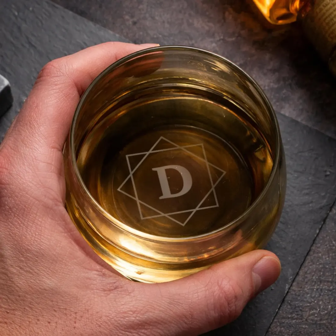Custom Etched Tumbler, Personalized Whiskey Drinkware, Engraved Initials Glass (Gift Box Included) — photo 2