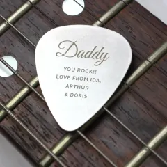Custom Engraved Sterling Silver Extra Large Guitar Pick Plectrum thumbnail 1