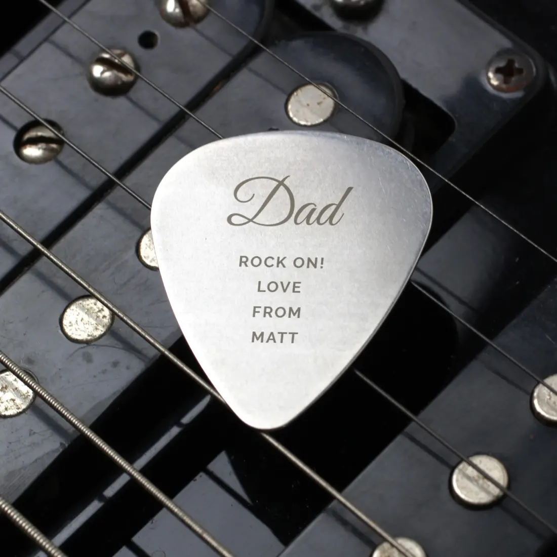 Custom Engraved Sterling Silver Extra Large Guitar Pick Plectrum — photo 2