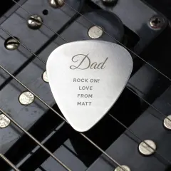 Custom Engraved Sterling Silver Extra Large Guitar Pick Plectrum thumbnail 2