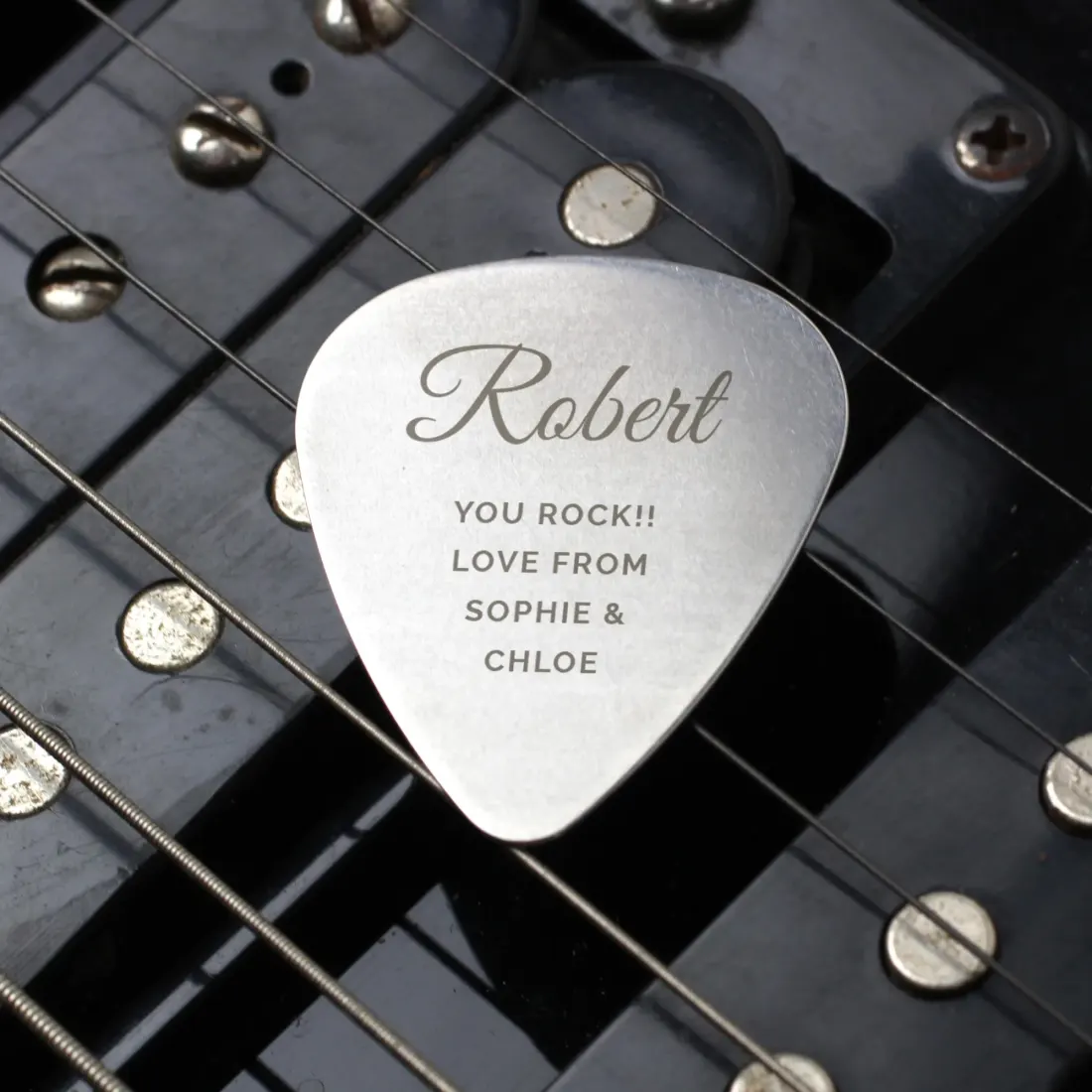 Custom Engraved Sterling Silver Extra Large Guitar Pick Plectrum — photo 4