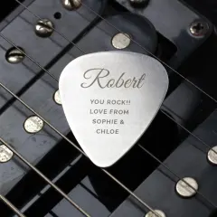 Custom Engraved Sterling Silver Extra Large Guitar Pick Plectrum thumbnail 4