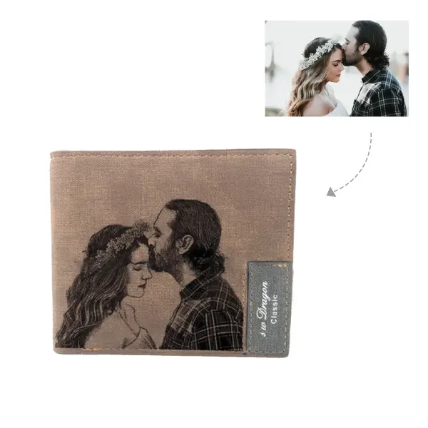 Men's Personalized Photo Engraved Wallet(Brown)(Model1712)