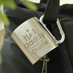 No 1 Daddy Carabiner Mug, Custom Stainless Steel Camping Cup, Personalised Gift from Daughter thumbnail 1
