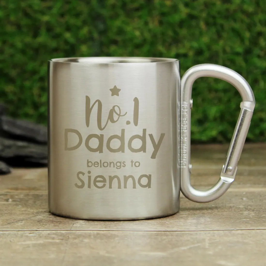 No 1 Daddy Carabiner Mug, Custom Stainless Steel Camping Cup, Personalised Gift from Daughter — photo 4