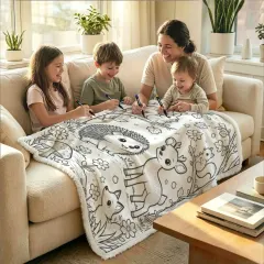 Custom Doodle Coloring Blanket with 24-Color Markers thumbnail 2