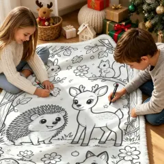 Custom Doodle Coloring Blanket with 24-Color Markers thumbnail 3