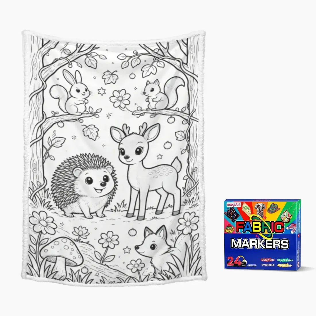 Custom Doodle Coloring Blanket with 24-Color Markers — photo 4