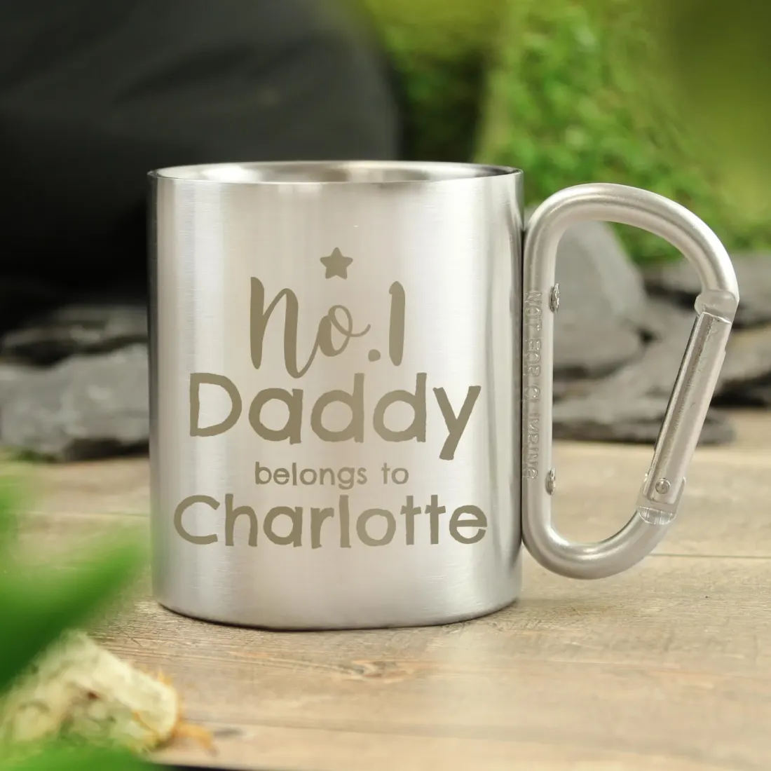 No 1 Daddy Carabiner Mug, Custom Stainless Steel Camping Cup, Personalised Gift from Daughter — photo 5