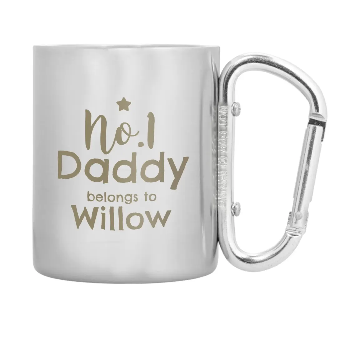 No 1 Daddy Carabiner Mug, Custom Stainless Steel Camping Cup, Personalised Gift from Daughter — photo 6