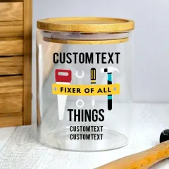 Personalised Fixer of All Things Jar, Custom Dad Grandad Storage, DIY Enthusiast Gift thumbnail 2