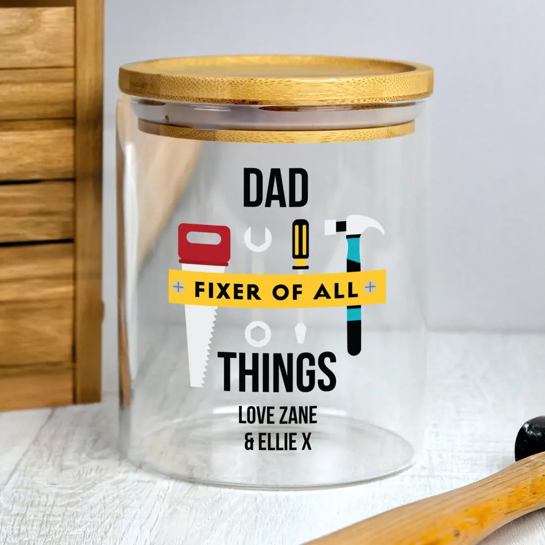 Personalised Fixer of All Things Jar, Custom Dad Grandad Storage, DIY Enthusiast Gift — photo 3