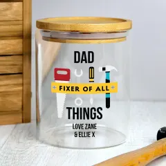 Personalised Fixer of All Things Jar, Custom Dad Grandad Storage, DIY Enthusiast Gift thumbnail 3