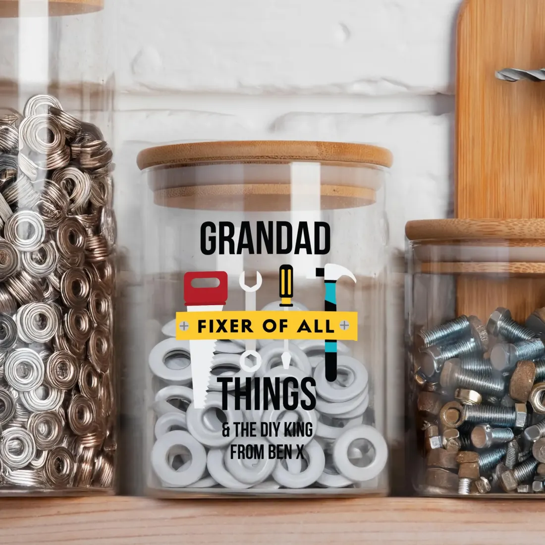 Personalised Fixer of All Things Jar, Custom Dad Grandad Storage, DIY Enthusiast Gift — photo 4