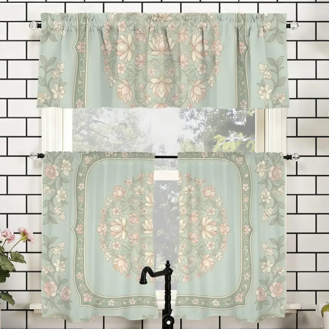 Polyester Peach Skin Curtain Set