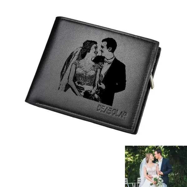 Men's Photo Engraved Bifold Wallet(Black)(Model1713)