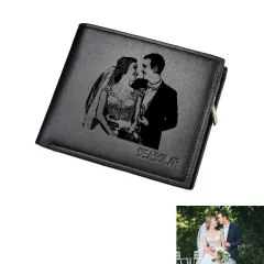 Men's Photo Engraved Bifold Wallet(Black)(Model1713) thumbnail 1