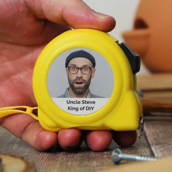 Custom Photo Tape Measure, Personalized Name Tool Gift, Engraved Image Builder Tool