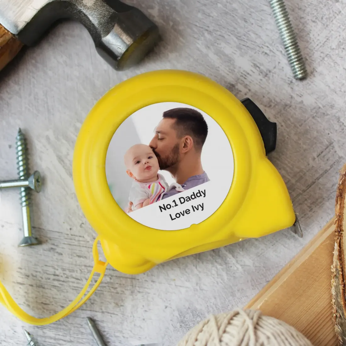 Custom Photo Tape Measure, Personalized Name Tool Gift, Engraved Image Builder Tool — photo 3
