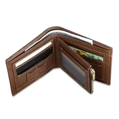 Men's Photo Engraved Bifold Wallet(Coffee)(Model1713) thumbnail 2
