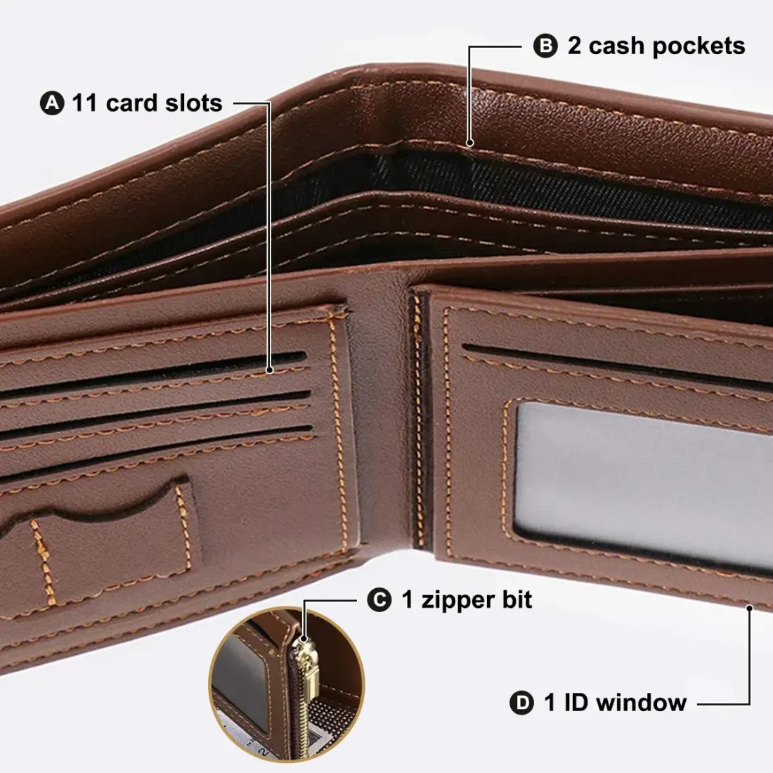Men's Photo Engraved Bifold Wallet(Coffee)(Model1713) — photo 4