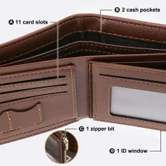 Men's Photo Engraved Bifold Wallet(Coffee)(Model1713) thumbnail 4