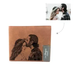 Men's Personalized Photo Engraved Wallet(Coffee)(Model1712) thumbnail 1