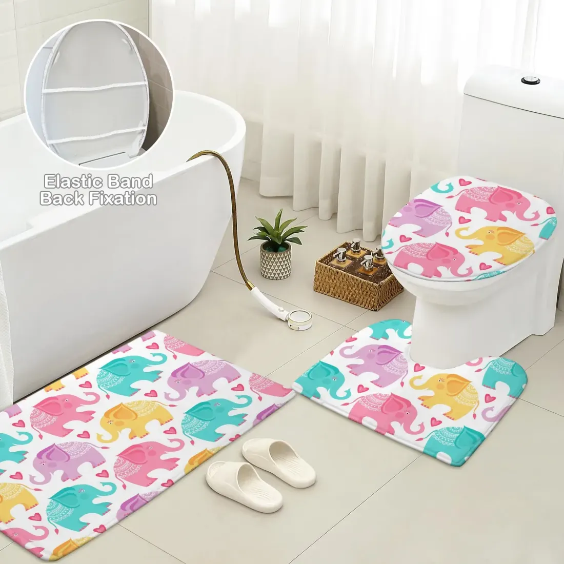3-Piece Bathroom Rug Set 80 x 50cm — photo 3