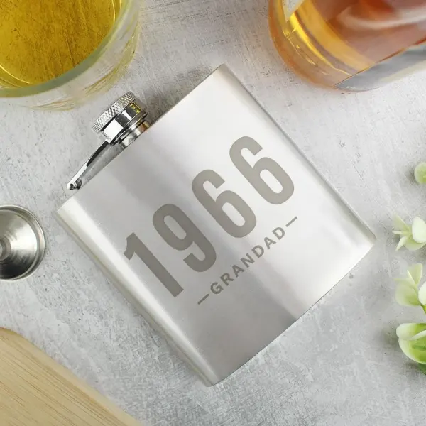 Personalised Stainless Steel Hip Flask, Custom Monogram Whisky Flask for Men, Groomsmen Gift