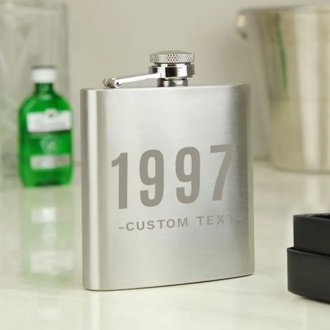 Personalised Stainless Steel Hip Flask, Custom Monogram Whisky Flask for Men, Groomsmen Gift — photo 2
